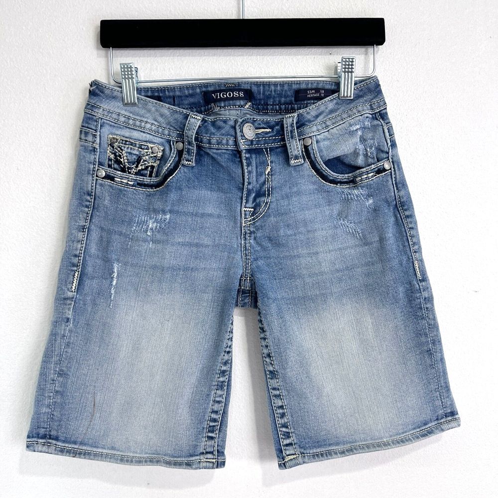 Vigoss Chelsea Bermuda Shorts Heritage Fit Size 3/4  Thick‎ Stitching Distressed